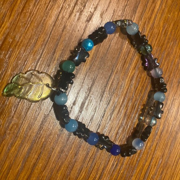 Handmade Gummy Bear and Glass Leaf Bracelet - Picture 2 of 2